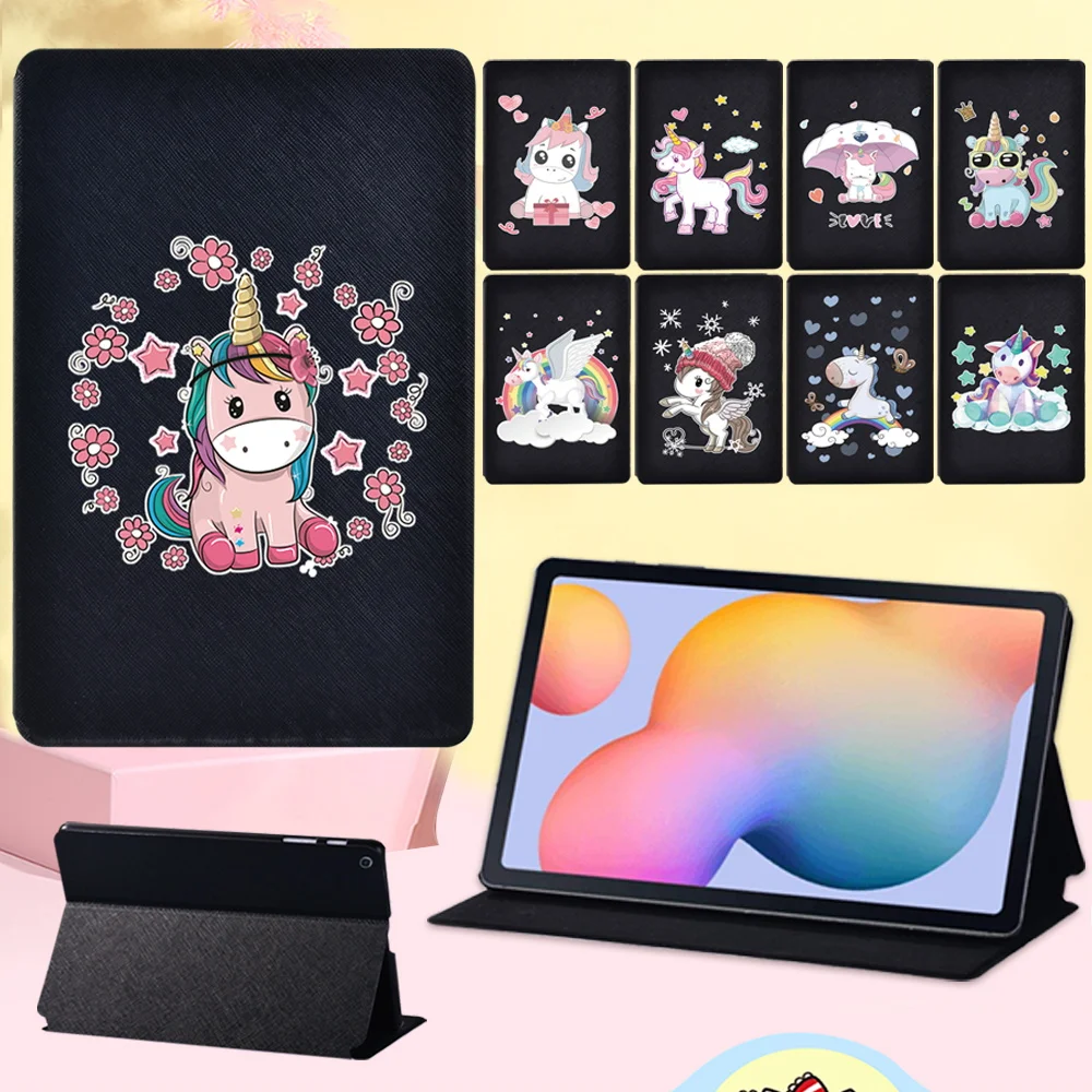 

For Samsung Galaxy Tab S6 Lite 10.4" P610 P615 Tablet Cover Case Anti-fall Unicorn Pattern PU Leather Flip Shell + Free Stylus