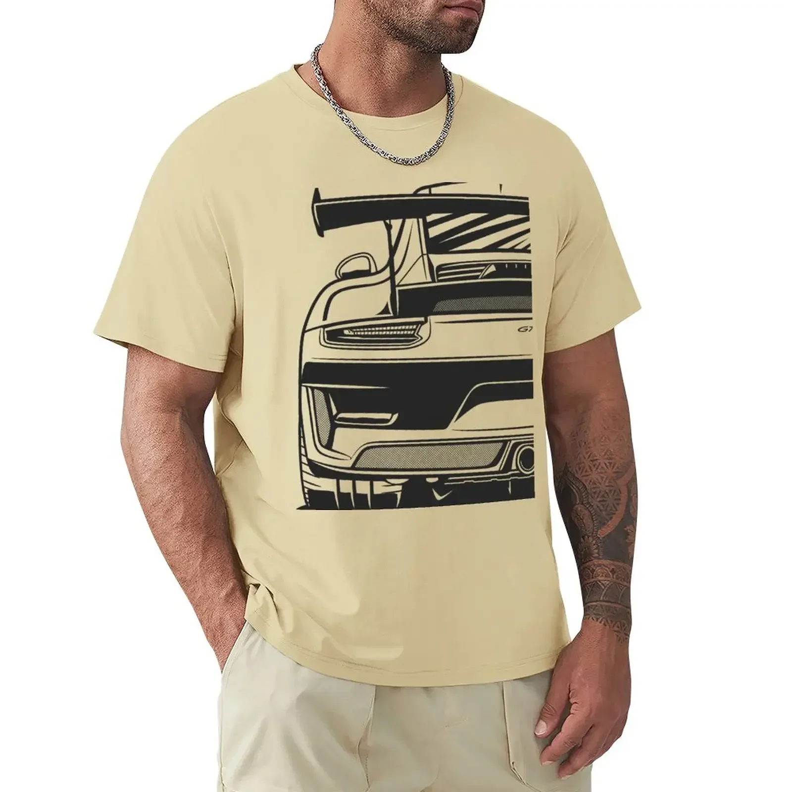 Новинка модная Тяжелая Винтажная Футболка GT3 RS 991 2 с изображением фрагментов