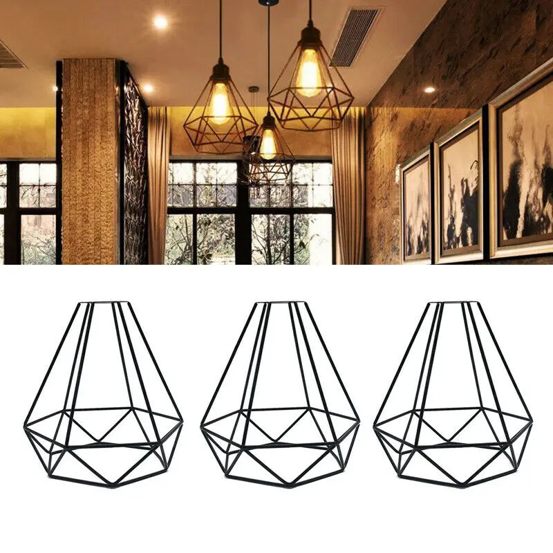 

Lampshade Only Retro Edison Metal Wire Cage Shaped Hanging Pendant Light Chandelier Lampshade Without Bulb