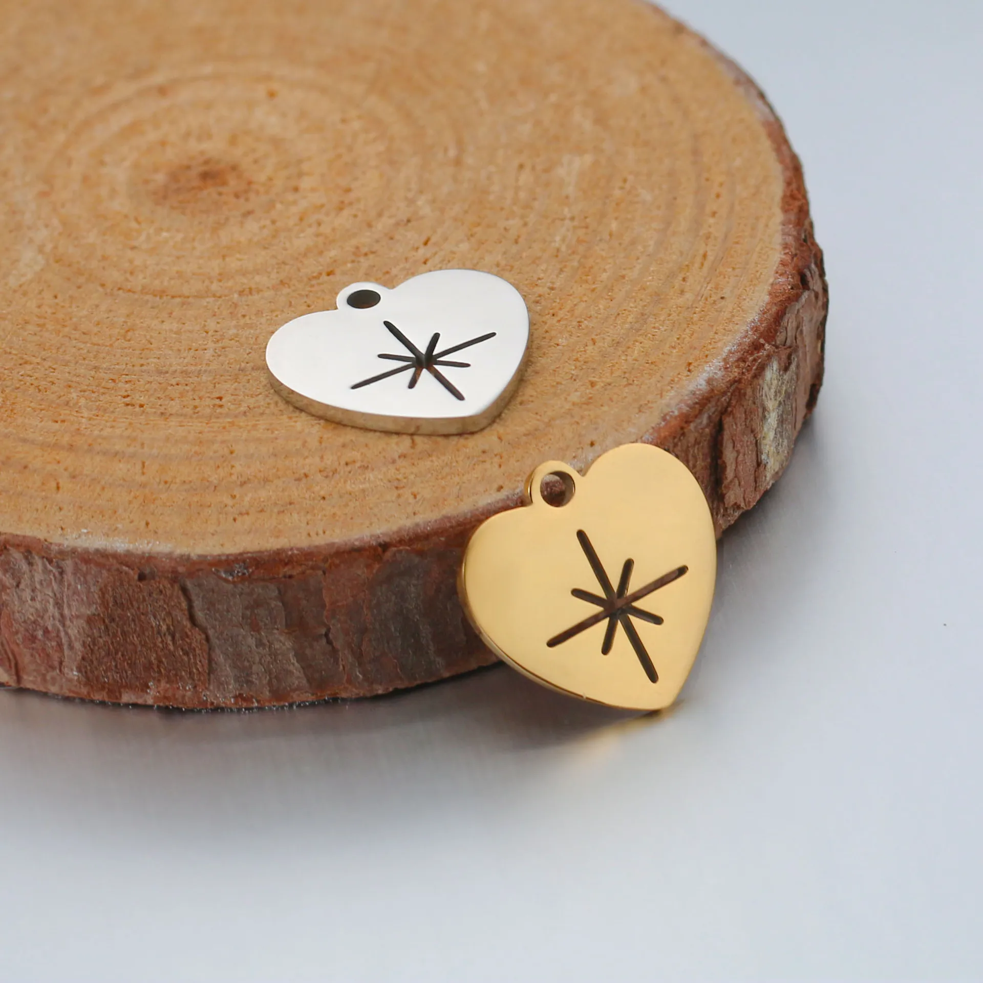 10 шт. зеркальная полированная нержавеющая сталь 12x13 мм персиковый кулон в форме