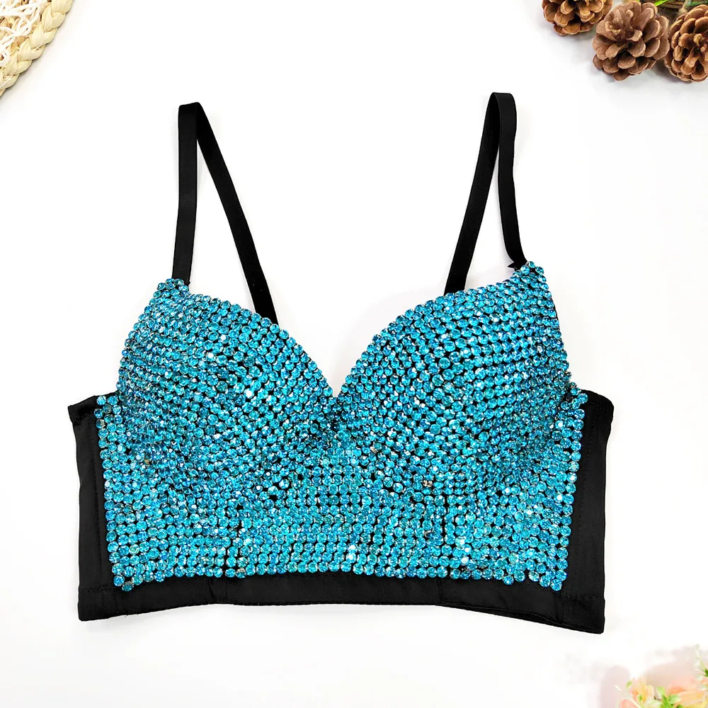 

Bright Drill Fishbone Wearing Tube Tops Women New Fashion Sexy Sleeveless Wrapped Beaded Short Bustier Corset Crop Tops H694