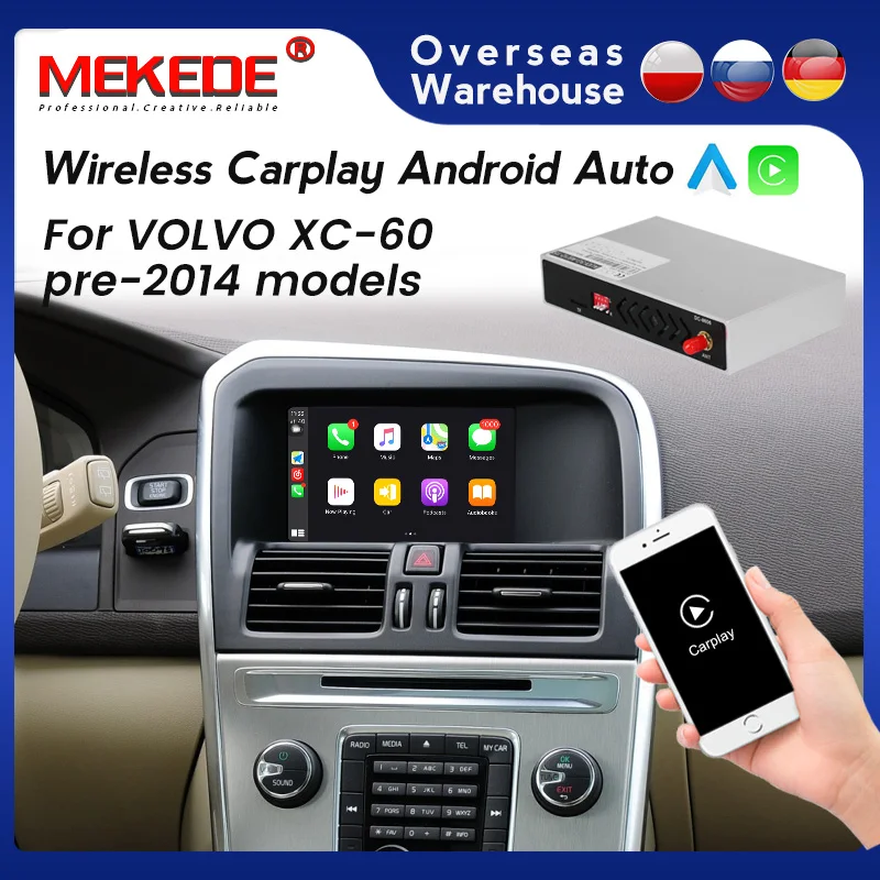 

For VOLVO XC60 pre-2014 onwards Models Wired and Wireless Carplay Android Auto Decoder Box Plug and Play Support Mirror Lin-K