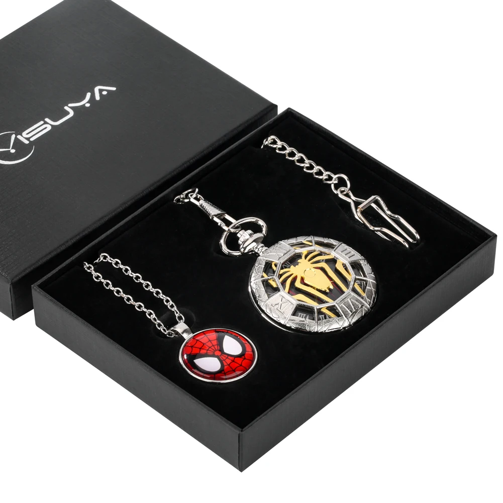 Birthday Gifts Pocket Watch Sets Quartz Fob Chain Pocket Clock Vintage Fashion Pendant Necklace Box Set Present for Men Boy