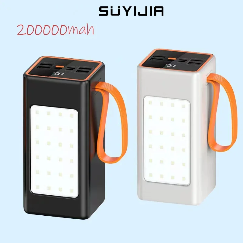

Super Large Capacity 200000mAh Power BankFast Charger Power Bank For iPhone Laptop Battery External LED Camping Light Flashlight