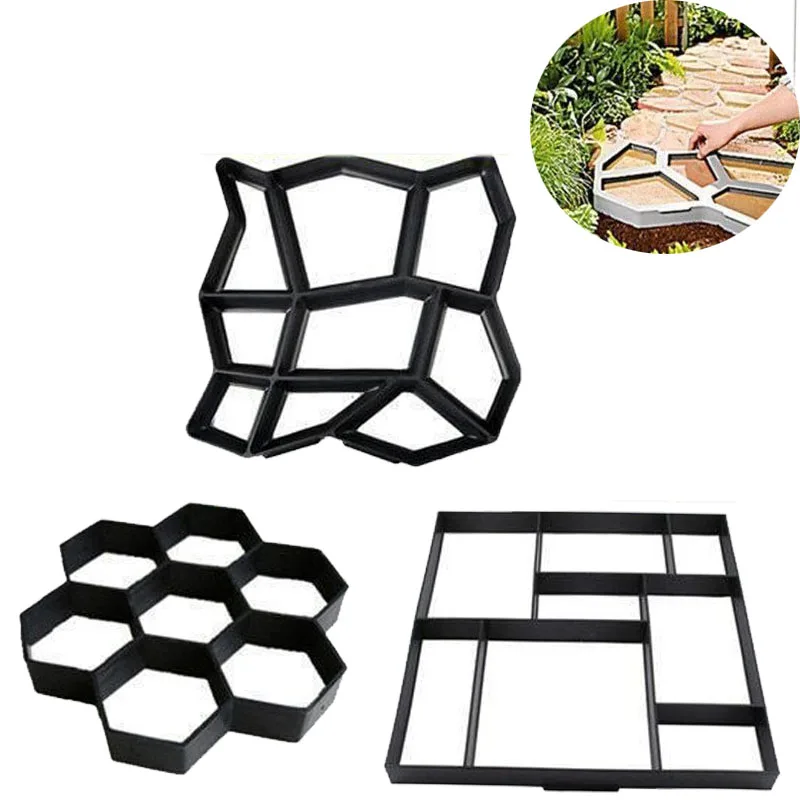 

4 вида, форма для создания дорожек в саду, Пластиковая форма «сделай сам», форма для ручной мощения, цемента, кирпича, дороги, бетона, многораз...