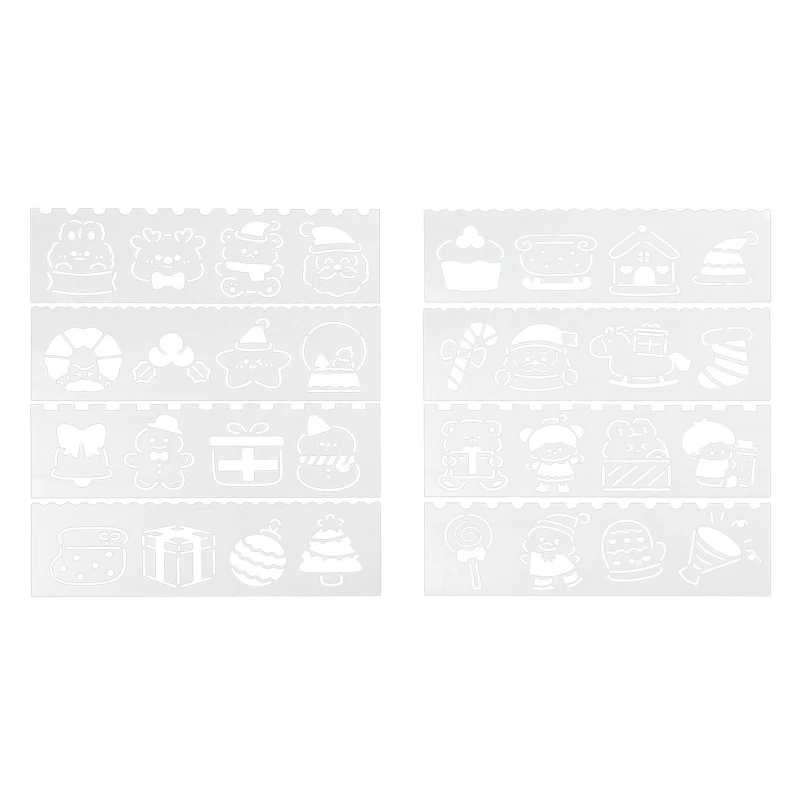 

4 Pieces Christmas Stencil Drawing Template Rulers for Painting on Papers Canvas