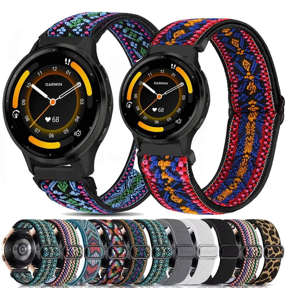 Нейлоновый ремешок 20 мм 22 для Garmin Vivoactive 5 4 3 часов Venu 2 Forerunner 645 255 Music 55 245 эластичный