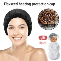 flaxseed heat cap cordless deep conditioning heat cap with 10pcs disposable shower caps for natural curly textured hair care