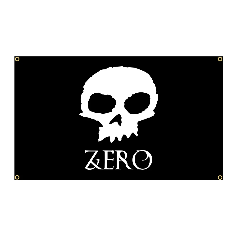 

90x150cm Zeros SkateBoards Skull Black Flag Polyester Printed Home or Outdoor Decoration Banner Tapestry