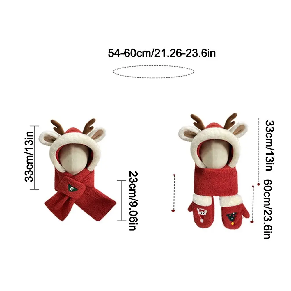 Милая рождественская шапка с красными рогами свободная плюшевая вязаная