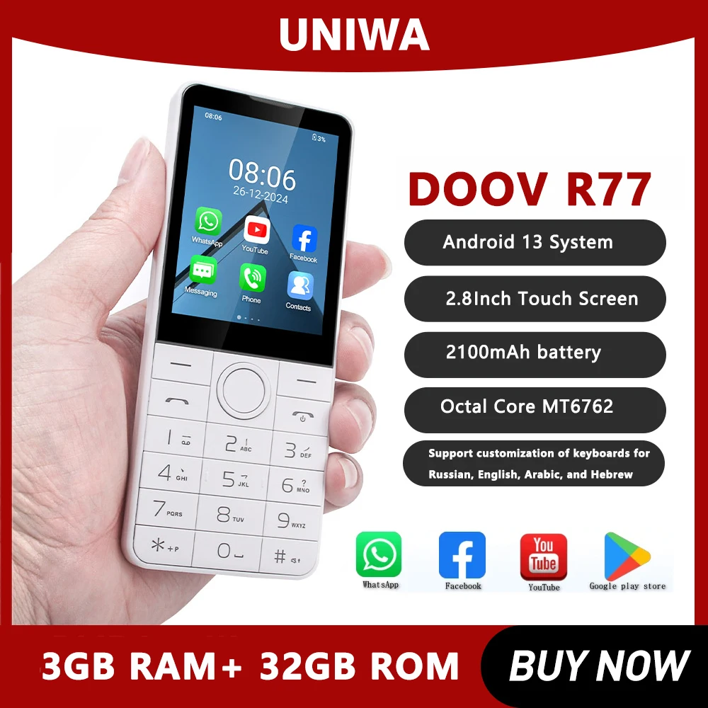 DOOV R77 4G умный сенсорный экран 2,8-дюймовая клавиатура мобильного ...