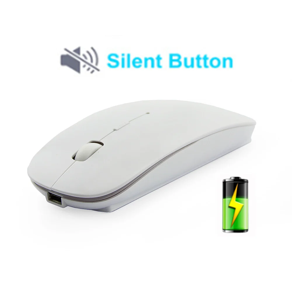 

1000/1200/1600DPI DPI Adjustable Mouse Ultra-slim Rechargeable Mause Mute 2.4GHz USB Wireless Mice for PC Laptop Macbook
