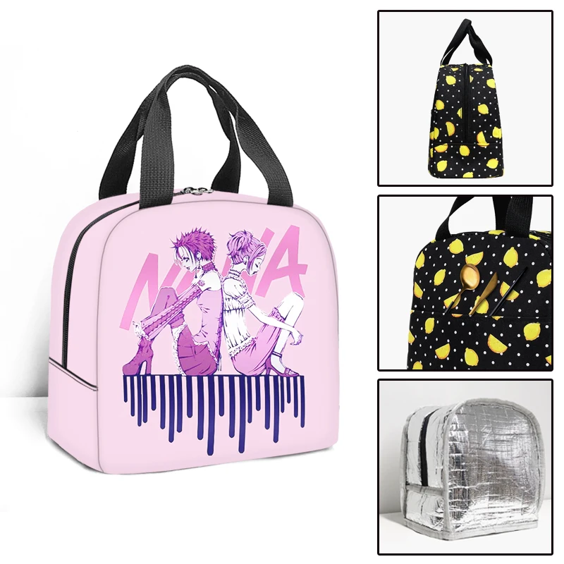 Anime Nana Osaki Insulated Lunch Bag Boy Girl Travel Thermal Cooler Tote Food Bags Portable Student School Lunch Bag