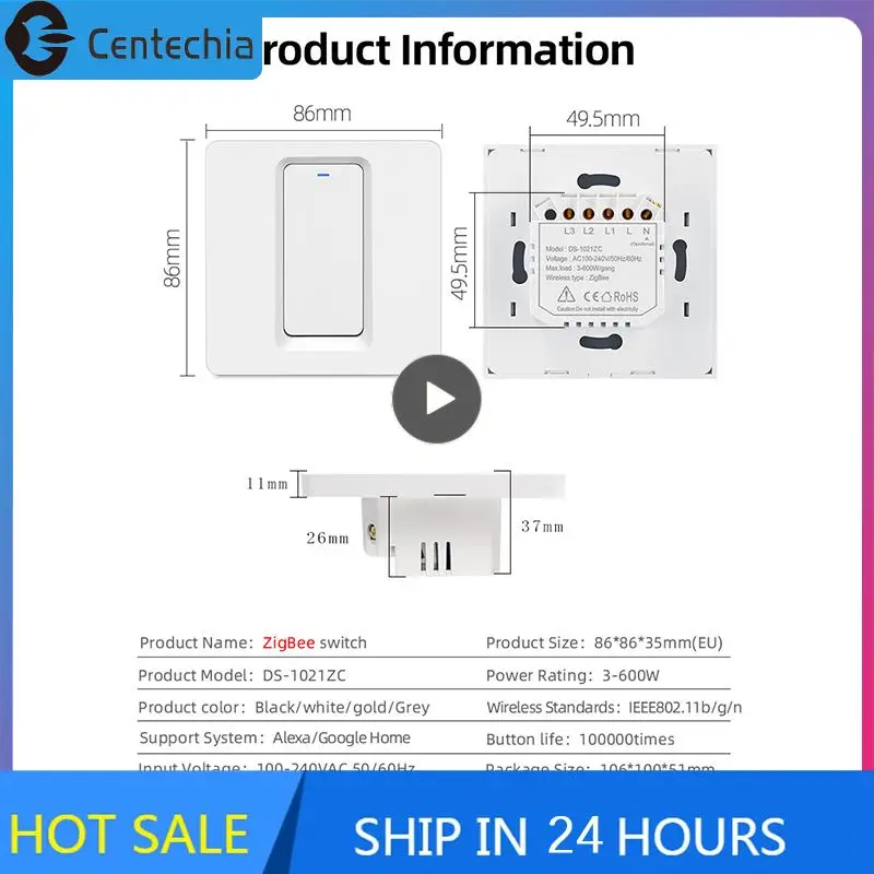 

Switches Works With Alexa Google Home Push Button Switches Voice Control Smart Wall Light Switch Tuya Zigbee Smart Scene Switch