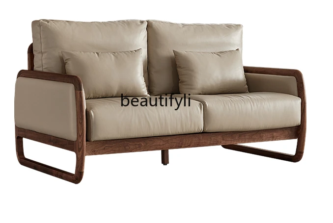 Североамериканский диван из черного ореха итальянская кожа скандинавская