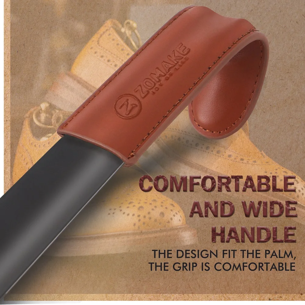 ZOMAKE 2pcs Metal Long Handle Shoe Horn for Seniors 16.5 Inch with Travel Shoe Horn Helper for Men Women-Kids Aid Accessories