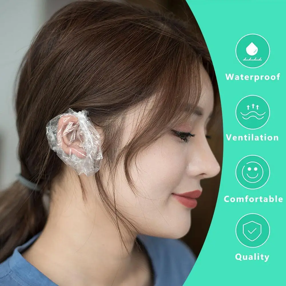 

Disposable Waterproof Ear Muffs For Hair Dyeing Caps Bath Shower Earmuffs Hairdressing Tools Salon Barber Accessories L5L1