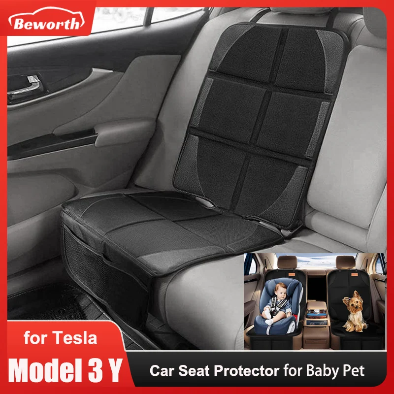 

Car Seat Cover Protector for Tesla Model 3 Y for Kids Baby Girls Back Seat Cushion Oxford PU Leather Protective Mat Accessories