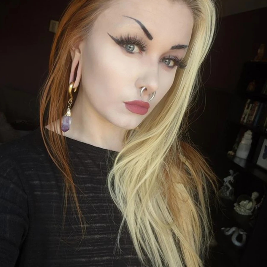 Doearko 2PCS Amethyst Stone Dangle Hook Ear Weight Hangers 316 Stainless Steel Ear Plugs Gauges Women Body Piercing Jewelry