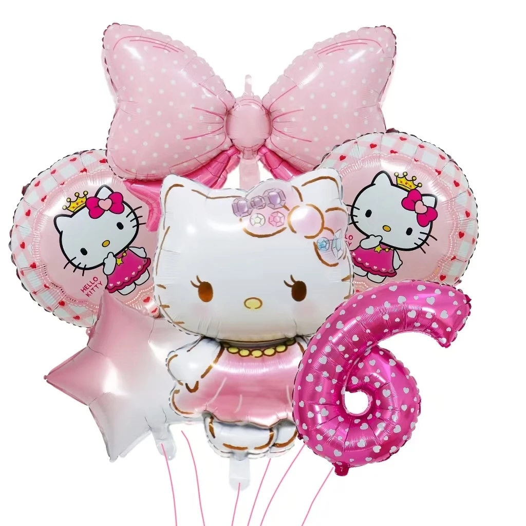 

6 шт. Гелиевые шары Hello Kitty для девочек 0-9 лет