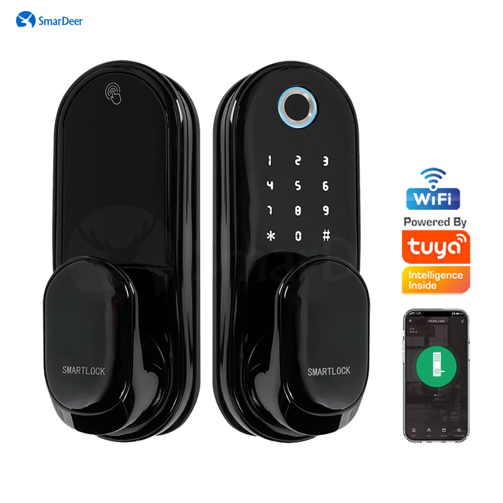 

SmarDeer Electronic Lock for Tuya Smart Door Lock with WiFi Fingerprint/smart card/password/key/App unlock Keyless entry