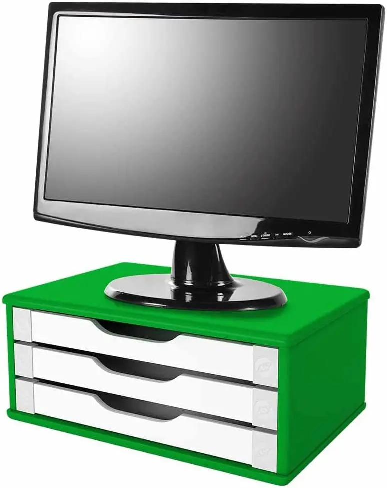 

Suporte de Monitor 3 Gavetas, Mdf Verde C/Gaveta Branca - Souza e Cia (Ref 3358), VERDE COM BRANCO laptop stand