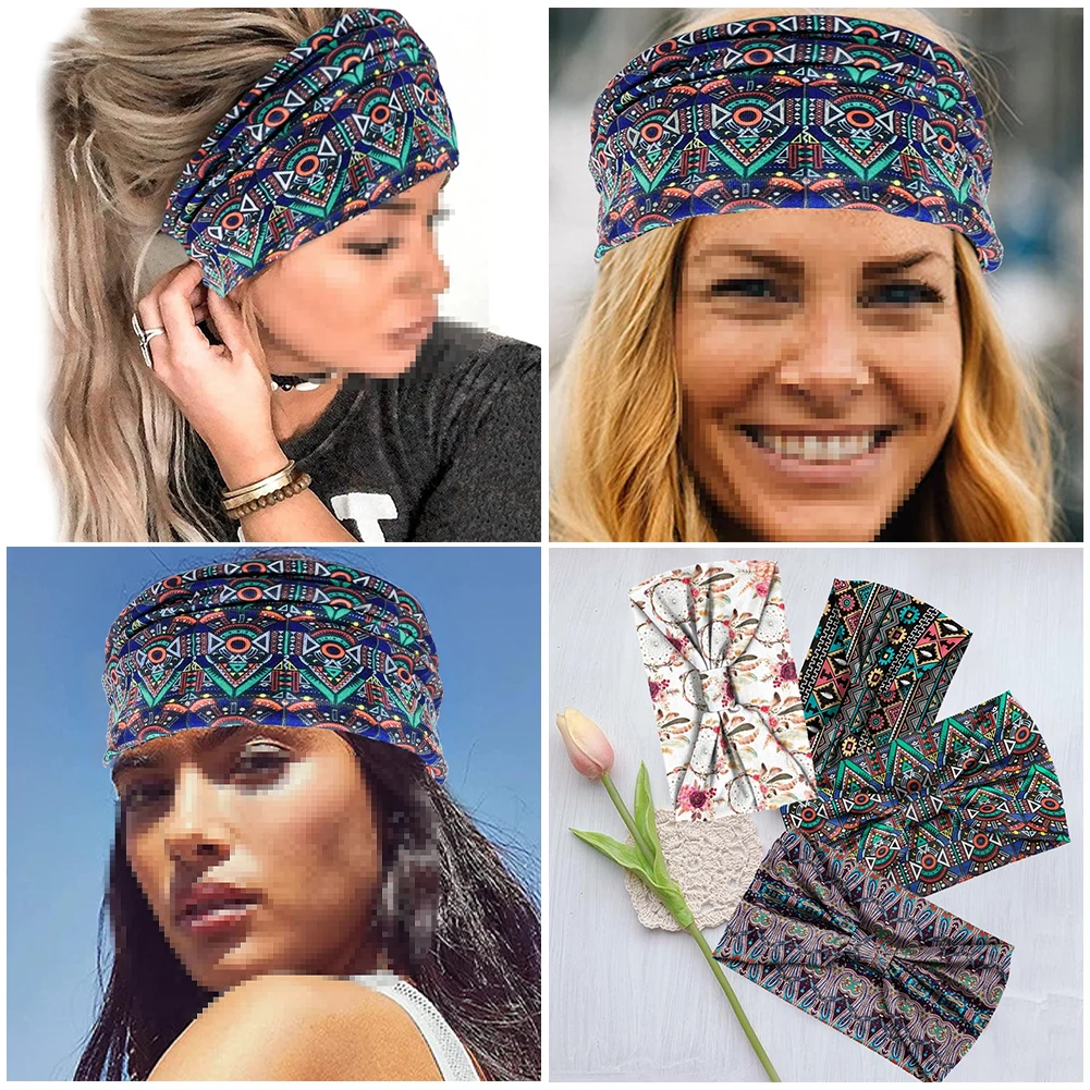 

Women Headwrap Cotton Stretch Headbands Elastic Hair Ribbons Turban Headwear Bandage Hairbands Bandana Sports Knot Hair Bands