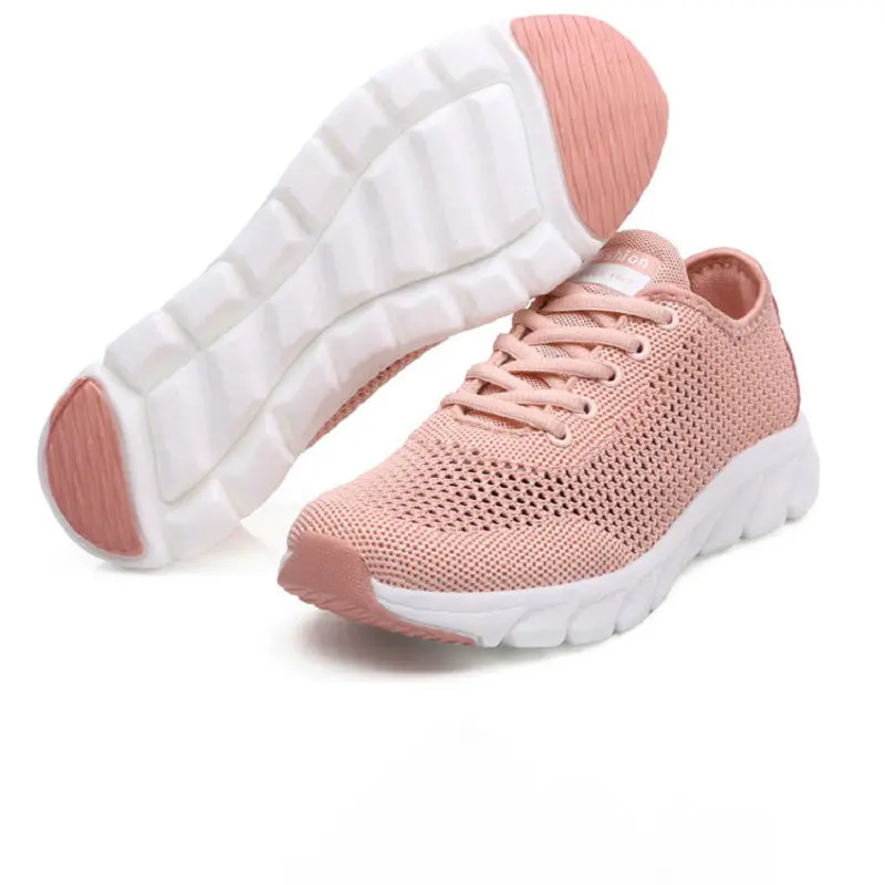 Women's Shoes 2023 Summer New Flying Weave Breathable Shoe Comfortable and Versatile Lace-up Hollow Large Mesh Casual Shoes Wome