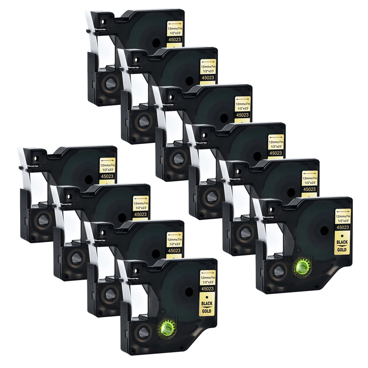 10PKS 12 мм 45023 D1 кассета для Dymo черная на золотой кассете 1/2 &quotдля DYMO LabelManager LM160