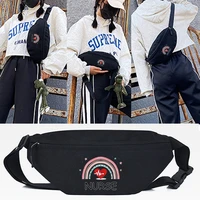 waist bags rainbow printing chest bag casual small canvas chest pack men women crossbody bags hip hop shoulder bag multifunction
