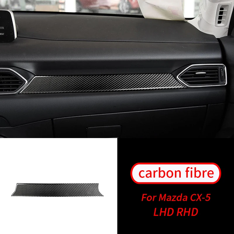 

For Mazda CX-5 2017 -2018 1PCS Real Carbon Fiber Copilot Dashboard Stripe Trim Car Interior Accessories Car Interior Supplies