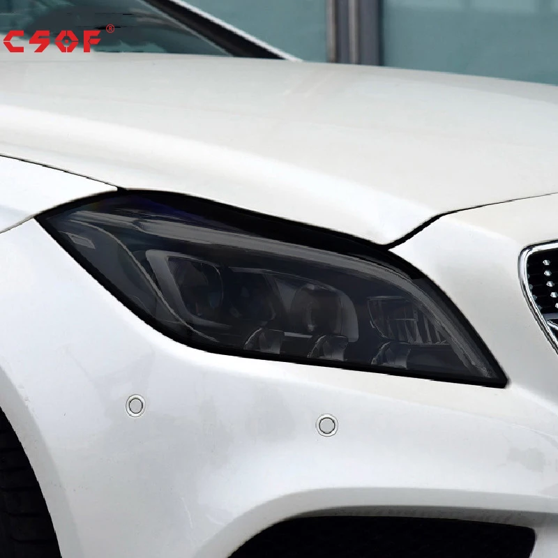 

2Pc For Mercedes Benz CLS Class W218 C257 AMG Car Headlight Tint Black Smoke Protective Film Transparent TPU Sticker Accessories