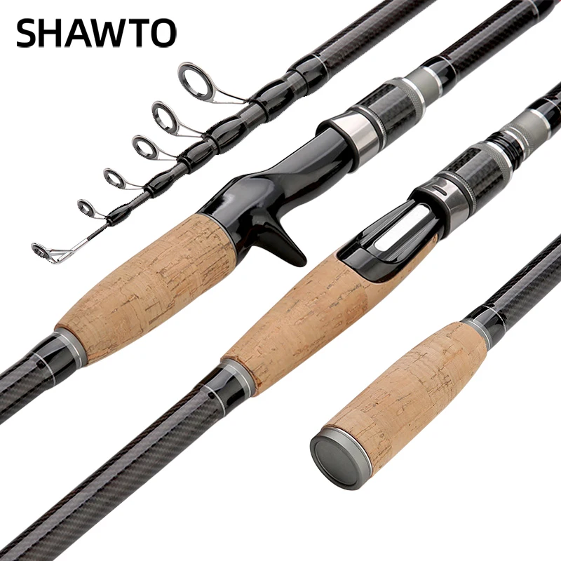 

Shawto Ultralight Spinning Casting Telescopic Fishing Rod Carbon Fiber 1.8m 2.1m 2.4m 2.7m 3.0m Lure Fishing Rod Freshwater Pole