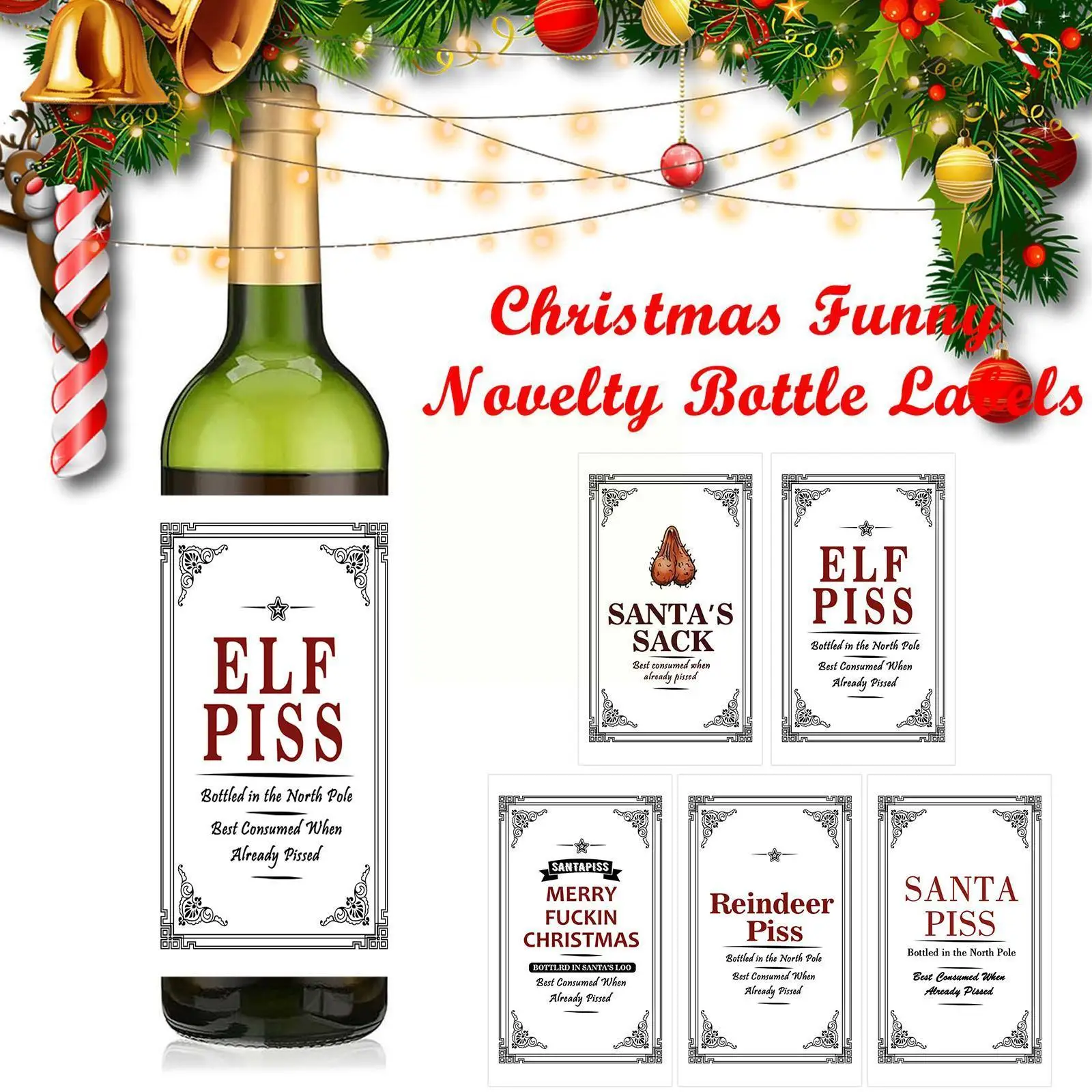 

Christmas Custom Waterproof Water Bottle Labels Personalized Baby Birthday Bridal Logo Shower Wedding Silver Stickers Gold G8p1