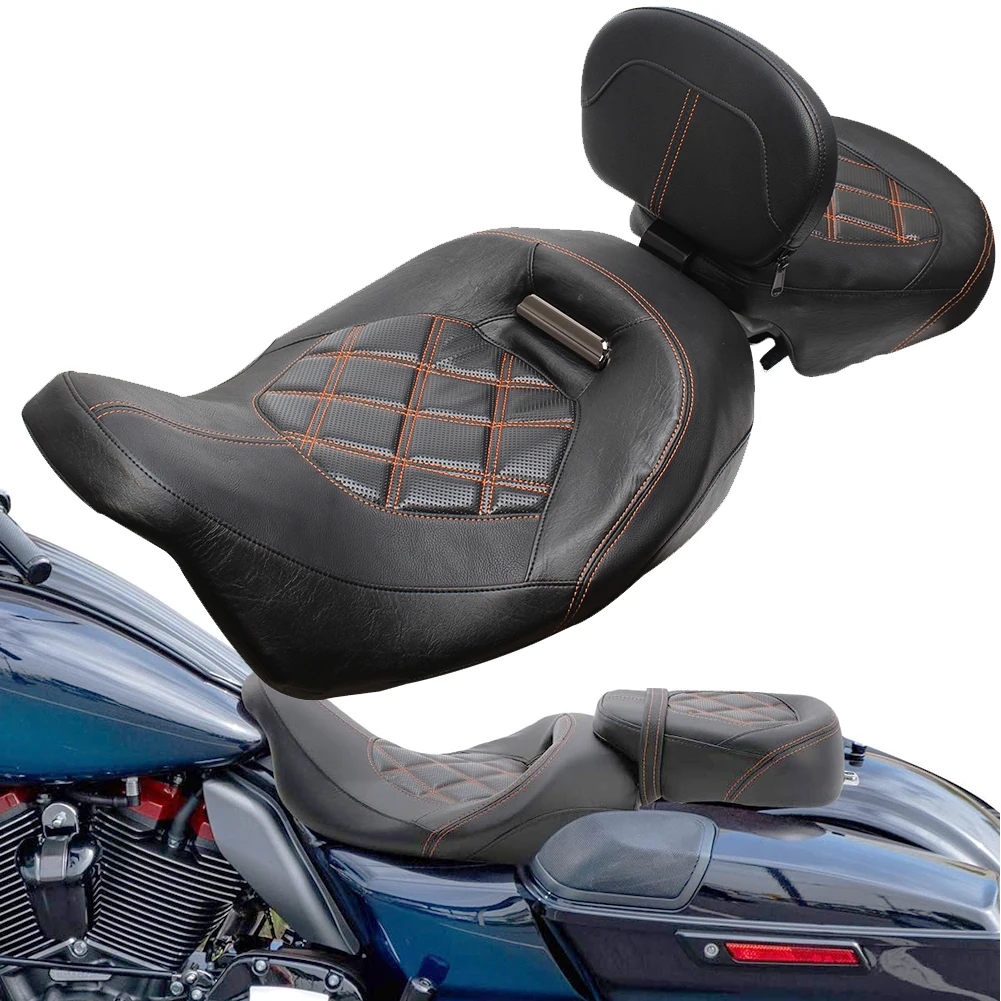 

Motorcycle Two-Up Front Rear Driver Passenger Seat For Harley Touring CVO Street Road Glide Road King Electra Glide 2009-2020