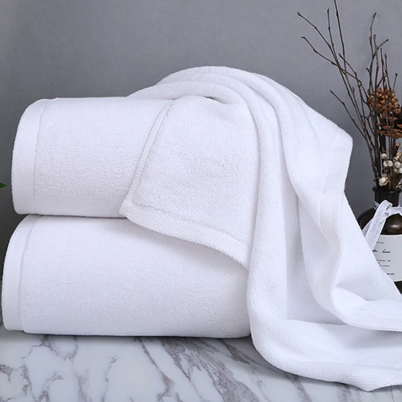 

70*140cm White Bath Towels for Adults Cotton Large Terry Bath Towel for Hotels Thick Soft Shower Towels Home Bathroom Towel