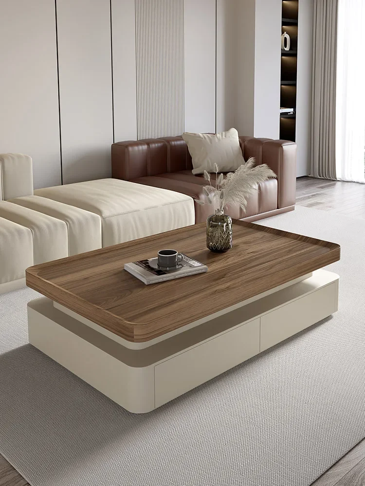 w kremowym stylu retro stolik kawowy szafka TV kombinacja salonu domowy do herbaty z litego drewna 2024 nowy nowoczesny prosty i zaawansowany