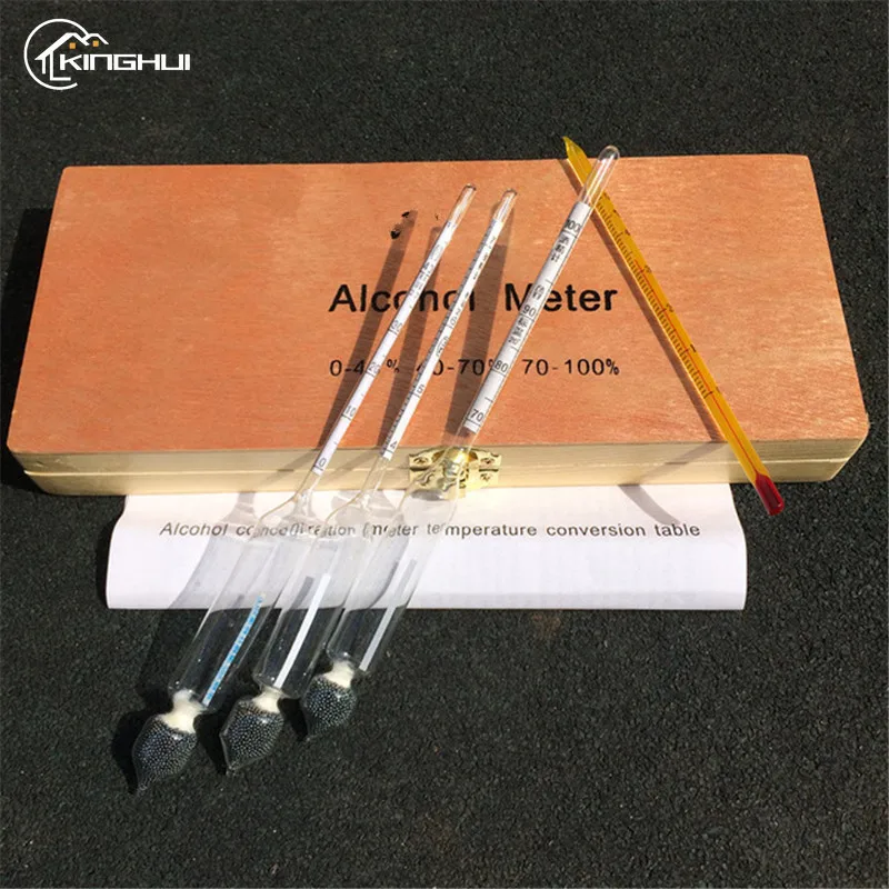 

4pcs/set Alcohol Meter Wine Concentration Meter Alcohol Instrument Hydrometer Tester With Measuring Cylinder Thermometer 0-100%
