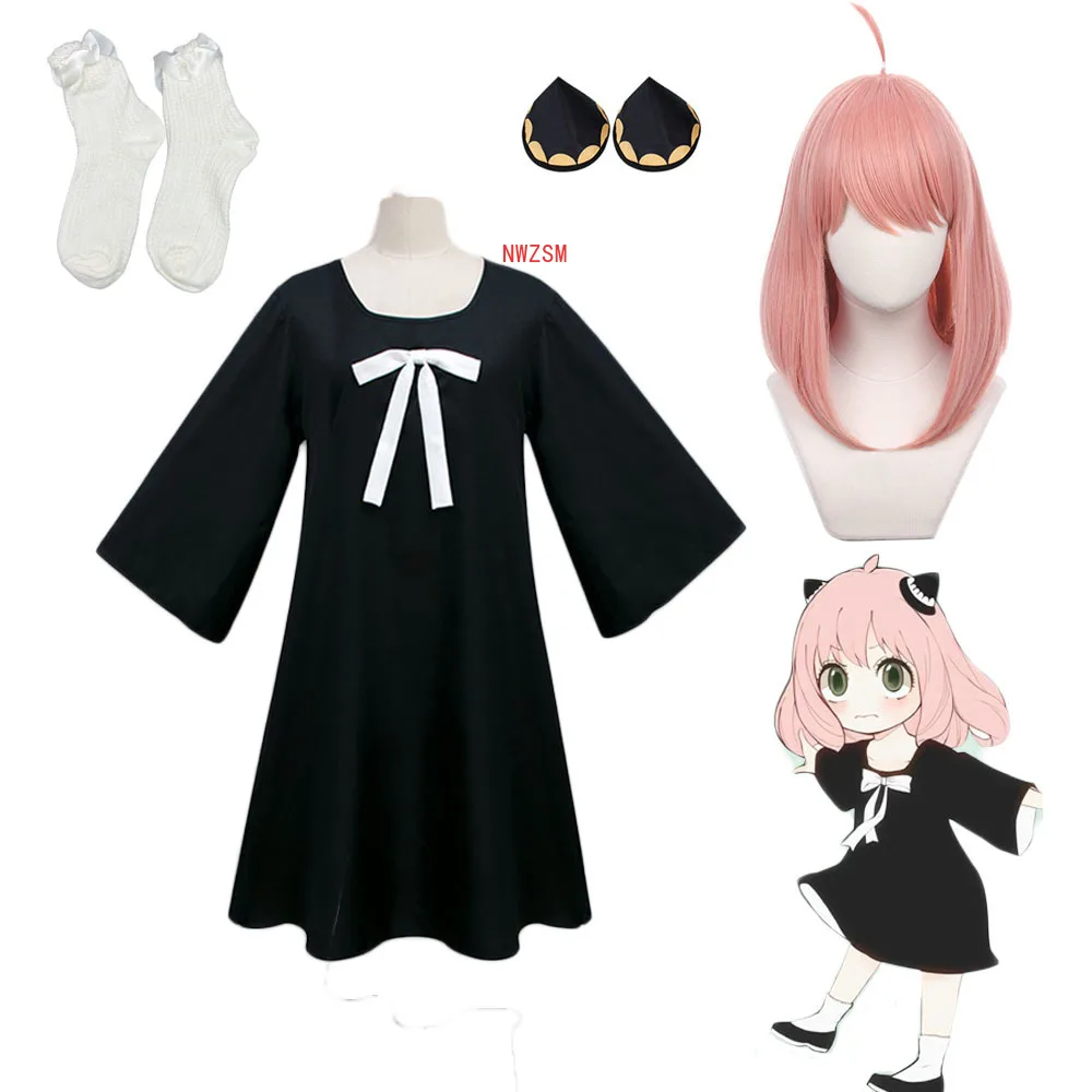 

Adults Kids Anya Forger Cosplay Costume With Headwear Socks Wig Anime SPY×FAMILY Outfit Dress Carnival