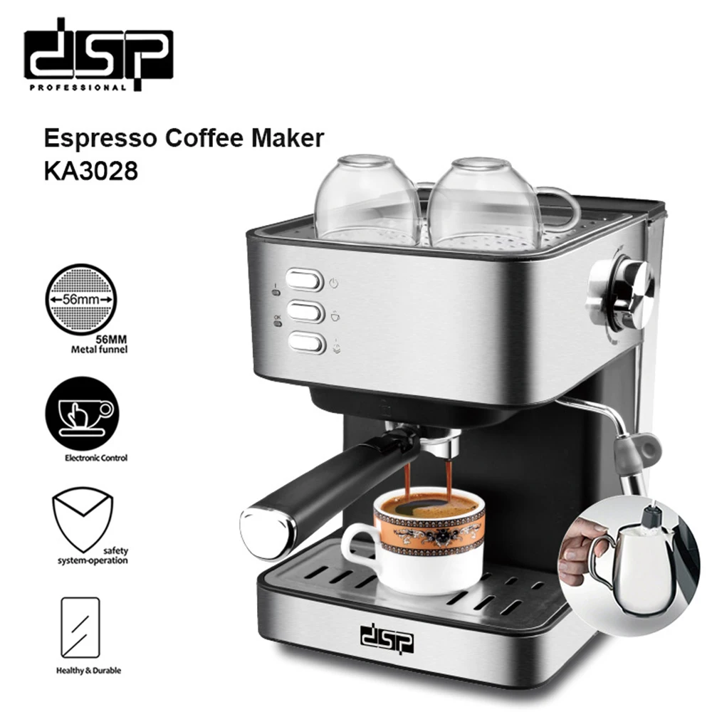 

DSP Italian Type Espresso Coffee Maker Machine with Milk Frother Wand for Espresso, Cappuccino, Latte and Mocha
