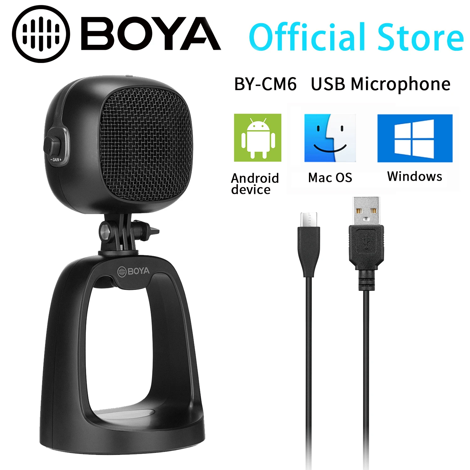 

BOYA BY-CM6 Desktop USB Condenser Microphone for Mobile Phone Android Tablets Mac Windows Computers Live Streaming Microphone