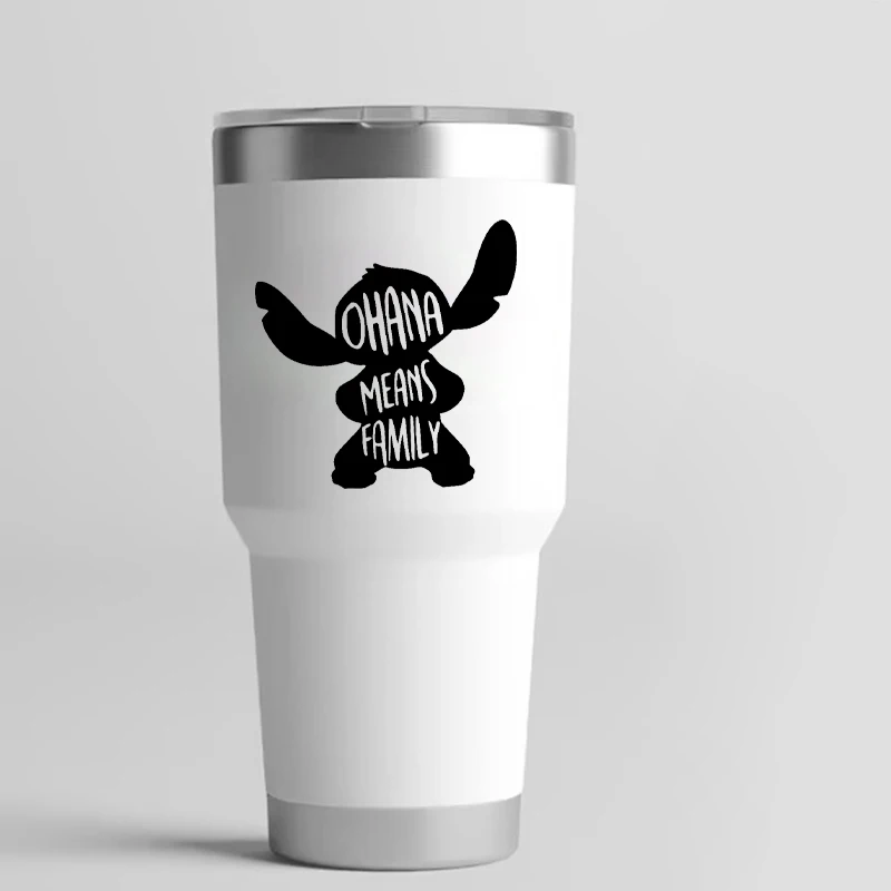 «Ohana значит семья» цитата, виниловая наклейка, бутылка для воды, наклейки на кружку, Лило и Стич, наклейка на окно автомобиля, бампер, наклейка для ноутбука, Декор