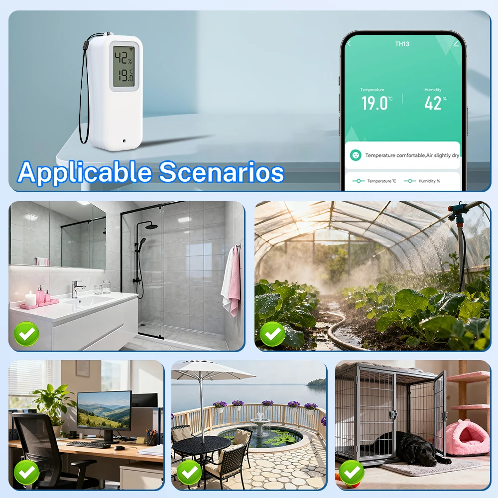 Фото Датчик температуры и влажности Smart Life Tuya WiFi/Zigbee, водонепроницаемый ЖК-дисплей IP65, работает с Alexa/Google, в помещении/на открытом воздухе №2