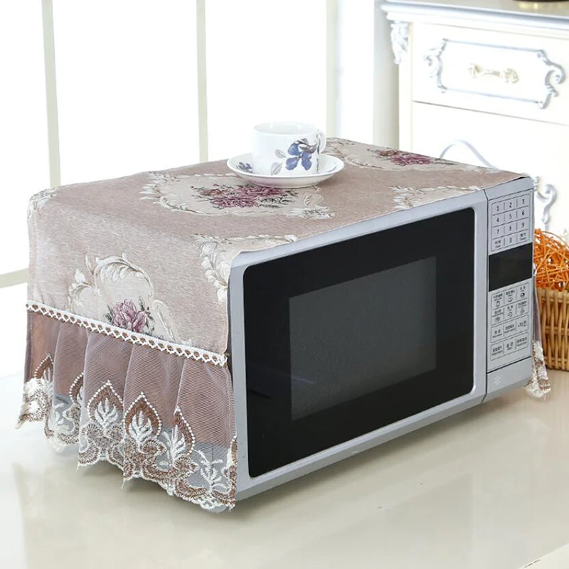 Kitchen Anti Oil Dustproof Oven Covers Microwave Cover Plaid Storage Bag Pastoral Cloth Decal Home Decor Accessories