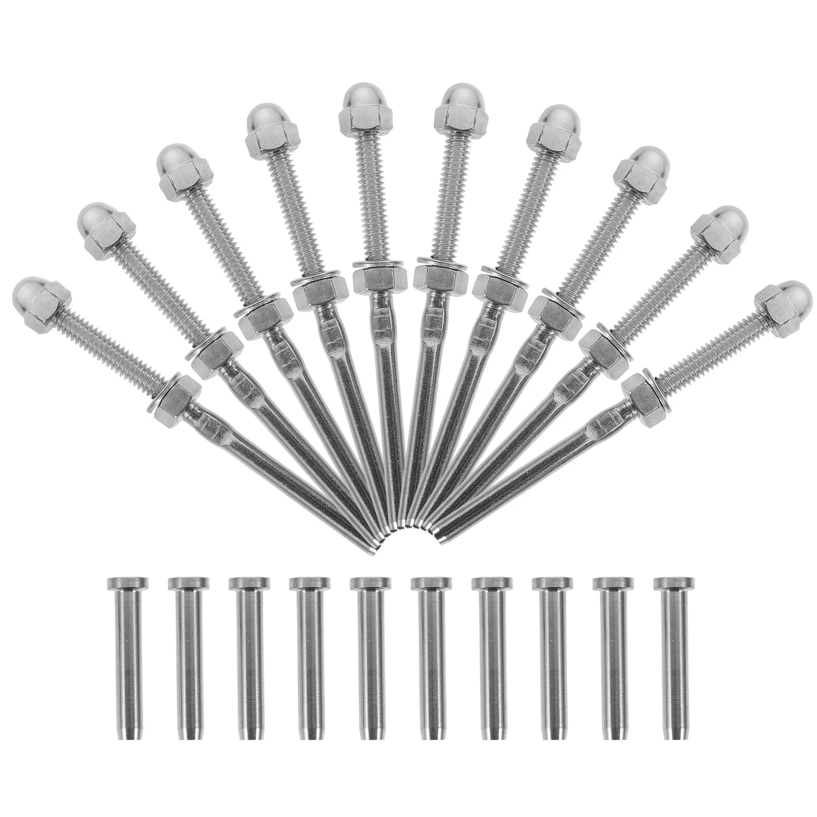

10 Sets Wire Railing Deck Railing Hardwares Swage End Terminal Swage Threaded Terminal Cable Railing System Kit Swage Tensioner