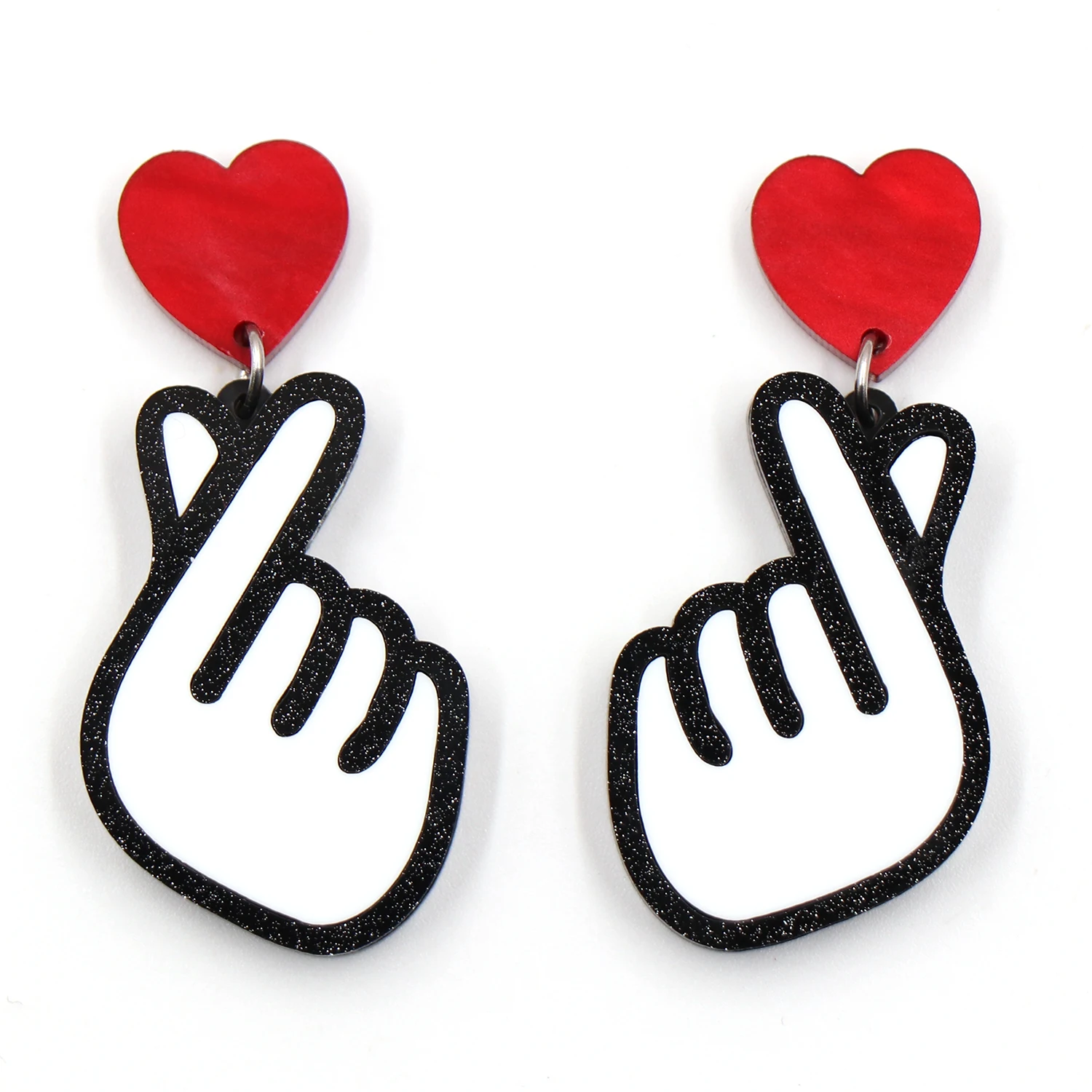 

1 пара модных китайских висячих корейских пальцев с сердцем милый подарок на день Святого Валентина акриловые серьги ювелирные изделия для женщин