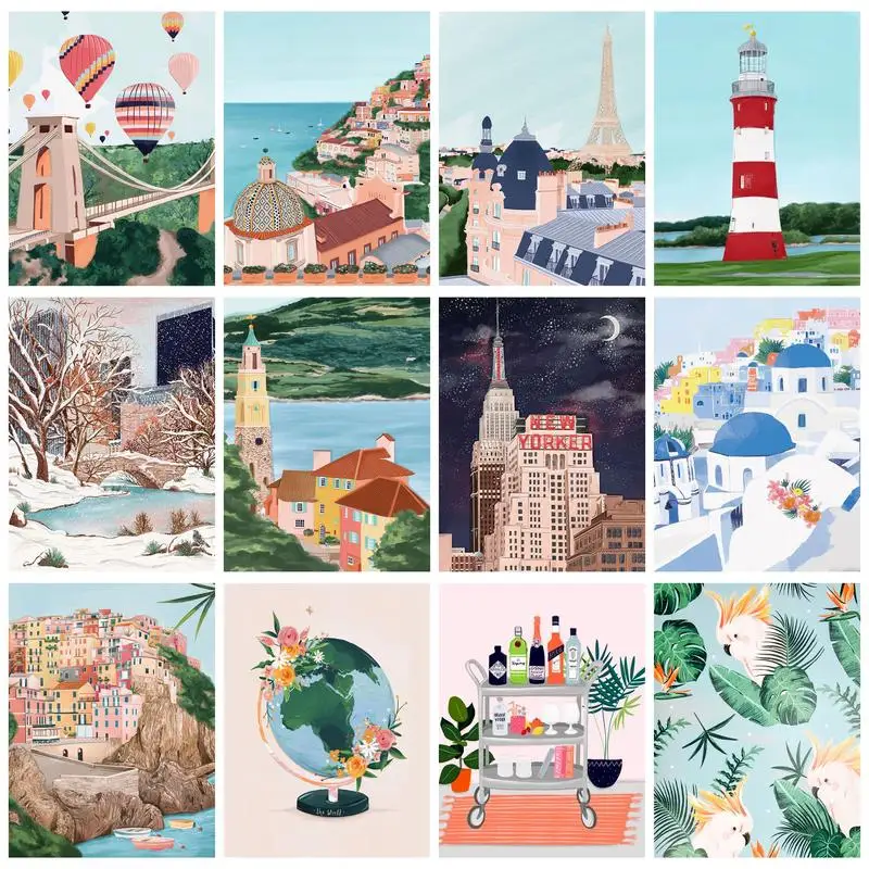 

CHENISTORY Modern Painting By Numbers Hand Painting Canvas Painting Landscape Picture Paint Home Decoration For Adults