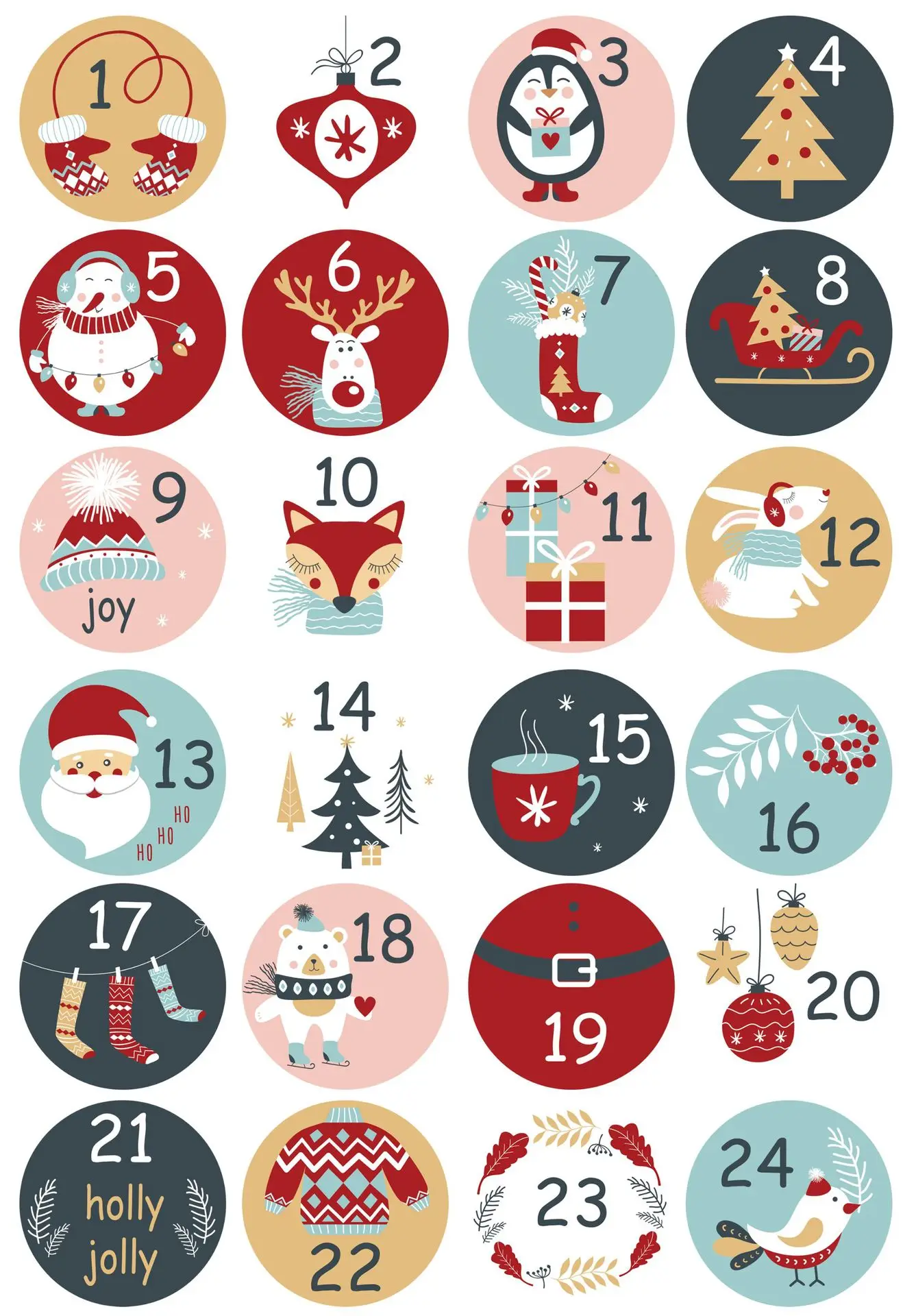 

Рождественские наклейки 1-24