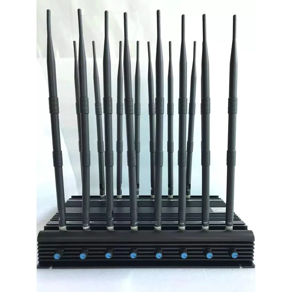 Desktop 16 Bands Full Mobile Phone blocking 4G/3G/2G +WiFi2.4G/5G+ GPSL1L2L5 VHF/ UHF/LOJACK jam