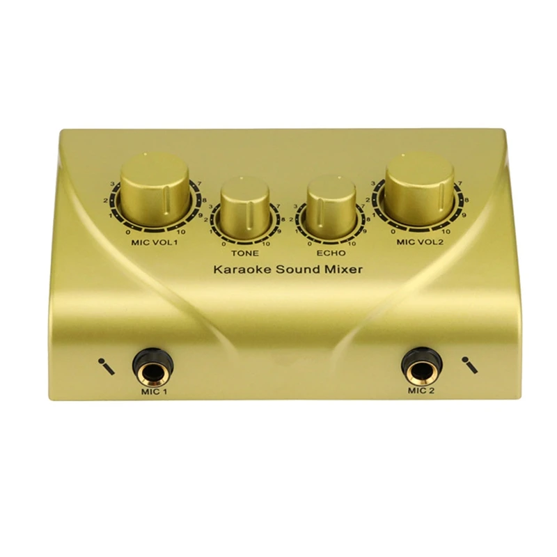 

Portable Dual Mic Inputs Audio Sound Mixer for Amplifier & Microphone Karaoke Ok Mixer EU Plug